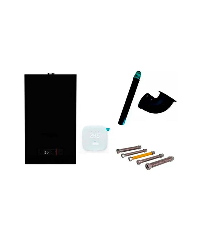 PEISA CALDERA PRIMA TEC SMART 32 NEGRA DOBLE SERVICIO TIRO FORZADO CON FLEXIBLES