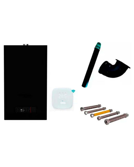 PEISA CALDERA PRIMA TEC SMART 32 NEGRA DOBLE SERVICIO TIRO FORZADO CON FLEXIBLES