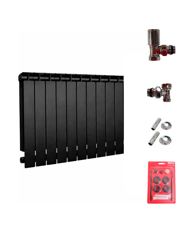 PEISA RADIADOR TROPICAL 500 NEGRO 10 ELEMENTOS + KIT DE INSTALACION