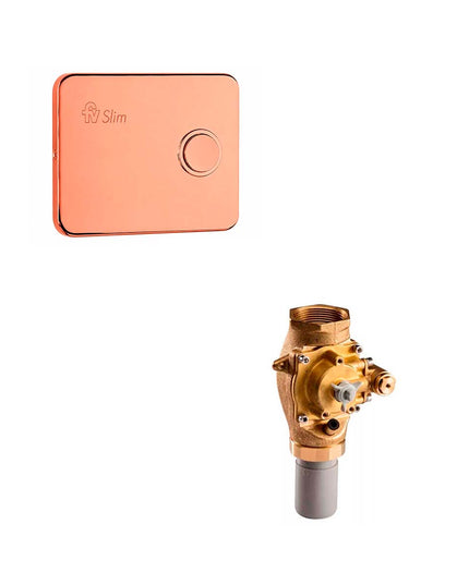 COMBO FV VALVULA SLIM INODORO 0378.01 + TECLA C/BOTON 0378.02-RG ROSE GOLD
