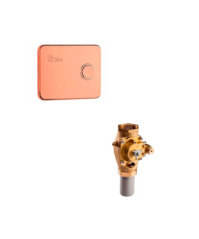 COMBO FV VALVULA SLIM INODORO 0378.01 + TECLA C/BOTON 0378.02-RG ROSE GOLD