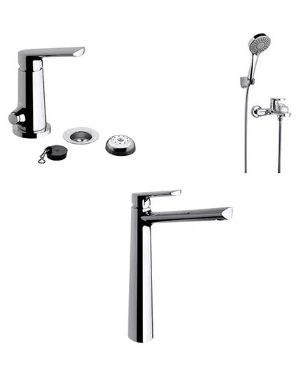 COMBO GRIFERIA FV AROMO LAVATORIO ALTO + BIDE + DUCHA EXTERIOR