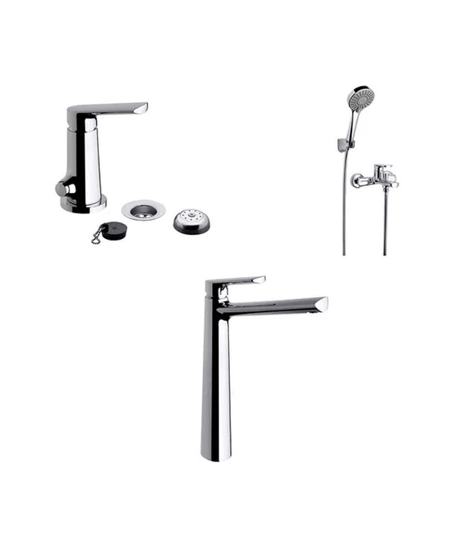 COMBO GRIFERIA FV AROMO LAVATORIO ALTO + BIDE + DUCHA EXTERIOR