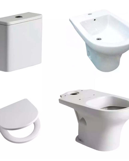 COMBO FERRUM VENETO BAÑO INODORO LARGO+MOCHILA+BIDÉ Y TAPA