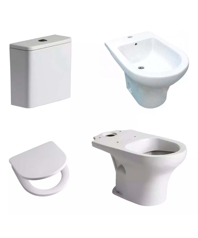 COMBO FERRUM VENETO BAÑO INODORO LARGO+MOCHILA+BIDÉ Y TAPA