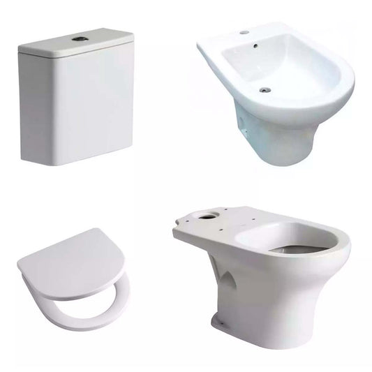 COMBO FERRUM VENETO BAÑO INODORO LARGO+MOCHILA+BIDÉ Y TAPA