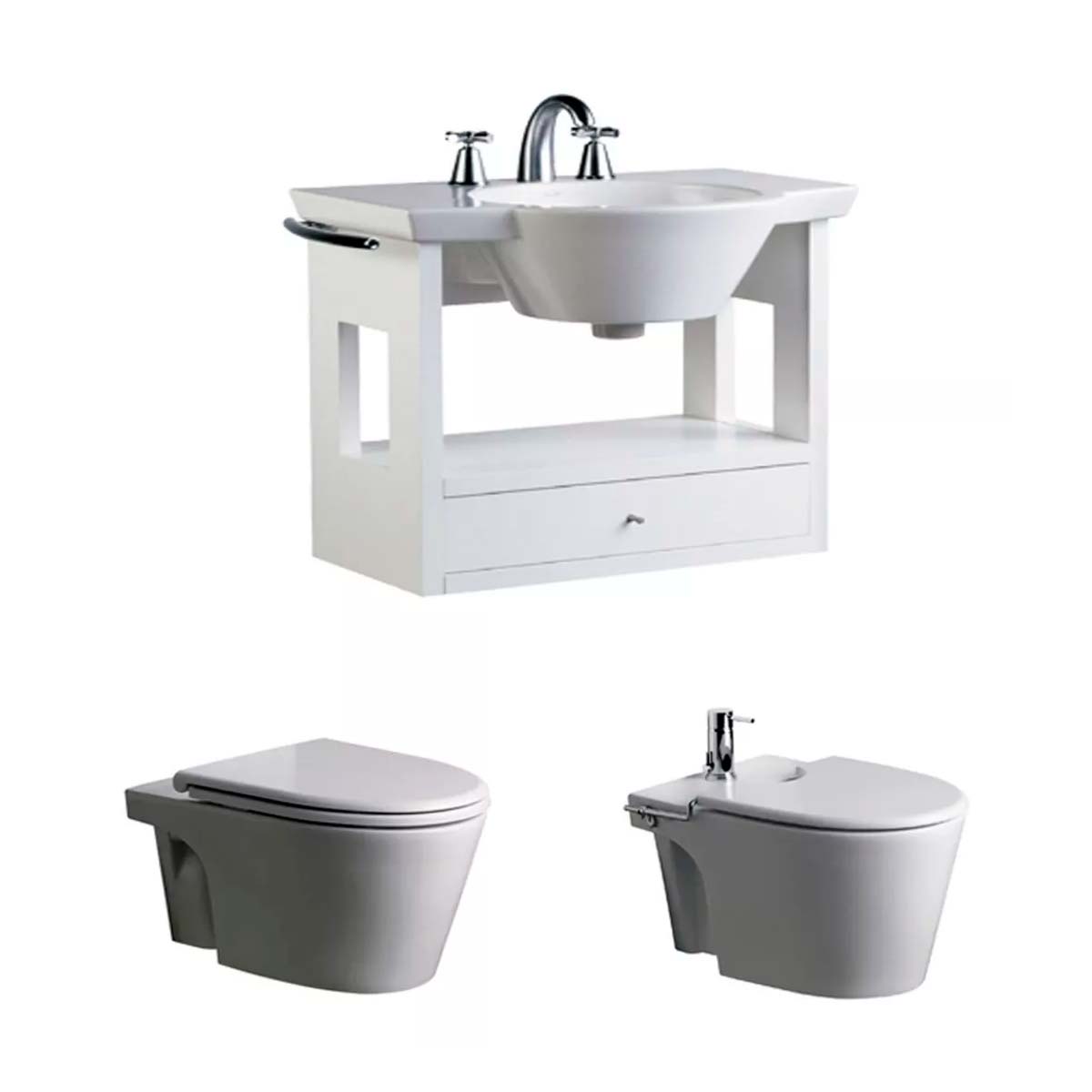 COMBO FERRUM MARINA VANITORY C/LAVAT + INODORO + BIDÉ COLGAR