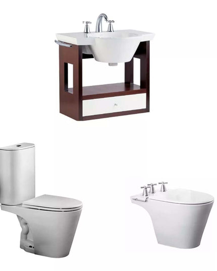 COMBO FERRUM MARINA INODORO LARGO+ BIDÉ+ VANITORY WENGUÉ