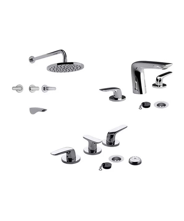COMBO GRIFERIA BAÑO EPUYEN FV CROMADO BIDET+LAVATORIO+DUCHA