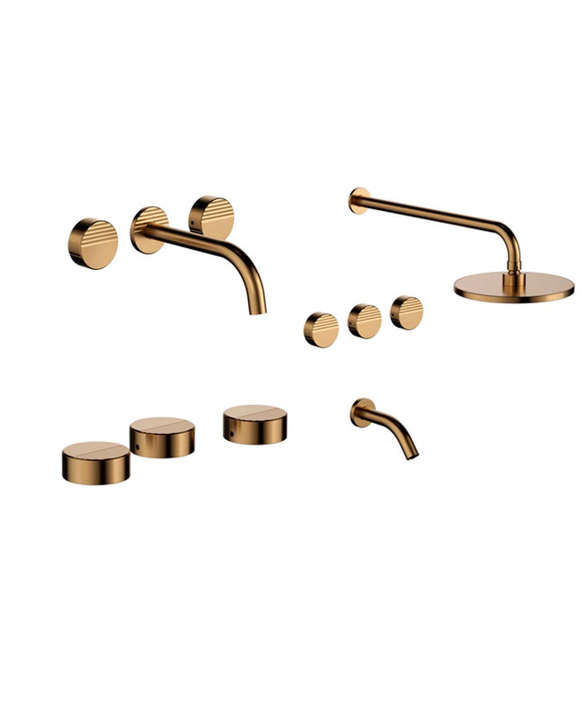 FV GRIP BAÑERA C/TRANSF LAVATORIO PARED Y BIDE BRUSHED BRASS