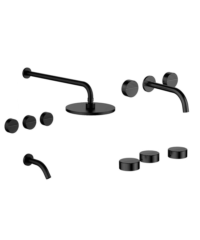 FV GRIP BAÑERA C/TRANSF LAVATORIO PARED Y BIDE NEGRO MATE