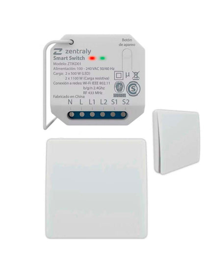 ZENTRALY SMART SWITCH DUAL Y 2 LLAVES SIMPLE KINETIC