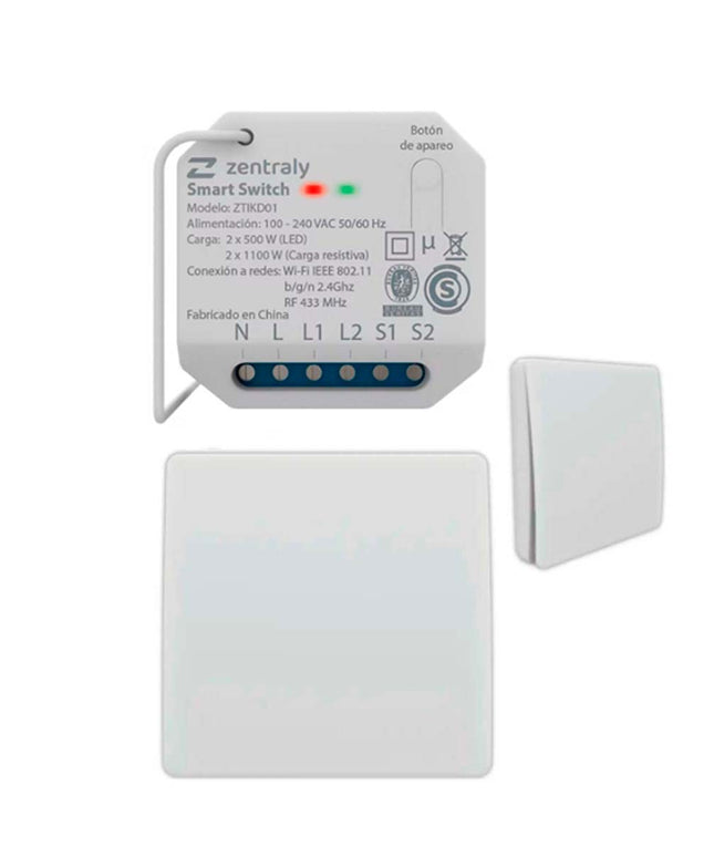 ZENTRALY SMART SWITCH DUAL Y 2 LLAVES SIMPLE KINETIC