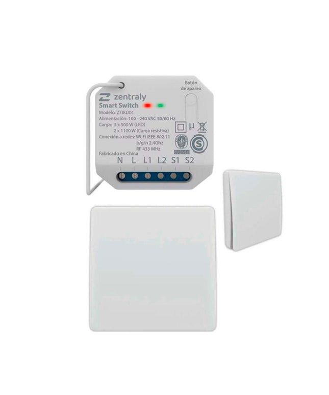 ZENTRALY SMART SWITCH DUAL Y 2 LLAVES SIMPLE KINETIC