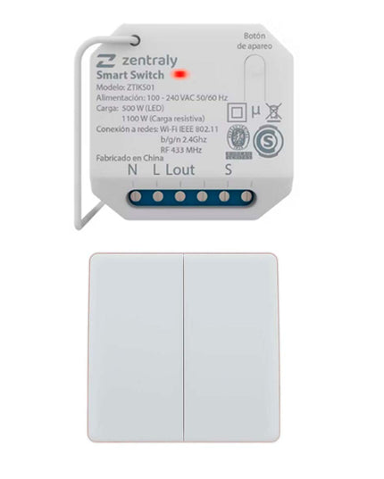 ZENTRALY SMART SWITCH SIMPLE Y LLAVE DOBLE KINETIC