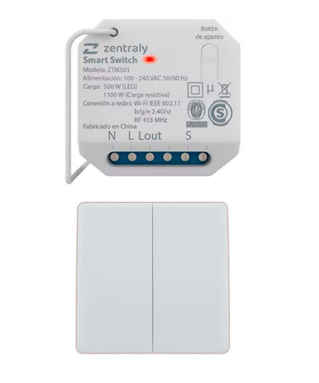ZENTRALY SMART SWITCH SIMPLE Y LLAVE DOBLE KINETIC