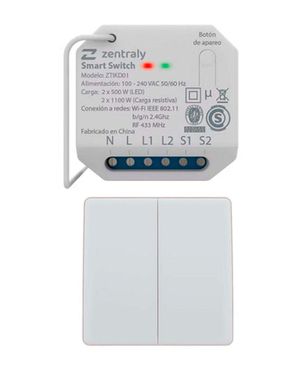 ZENTRALY SMART SWITCH DUAL Y LLAVE DOBLE KINETIC
