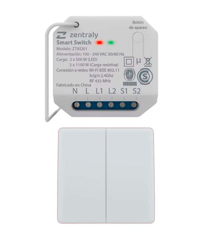 ZENTRALY SMART SWITCH DUAL Y LLAVE DOBLE KINETIC
