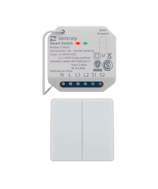 ZENTRALY SMART SWITCH DUAL Y LLAVE DOBLE KINETIC