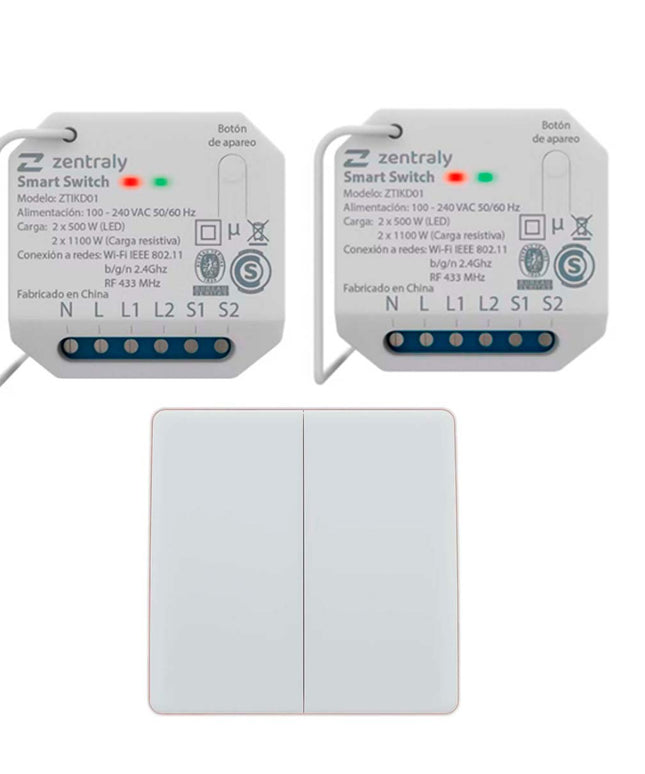 ZENTRALY 2 SMART SWITCH DUAL Y LLAVE DOBLE KINETIC