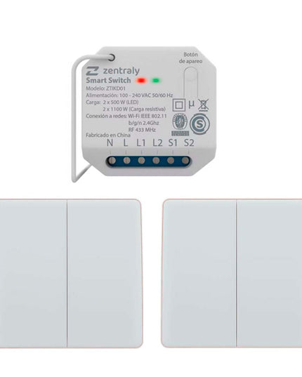 ZENTRALY SMART SWITCH DUAL Y 2 LLAVES DOBLE KINETIC