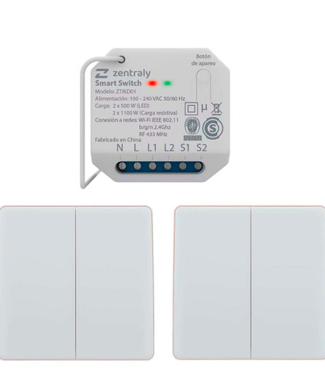 ZENTRALY SMART SWITCH DUAL Y 2 LLAVES DOBLE KINETIC