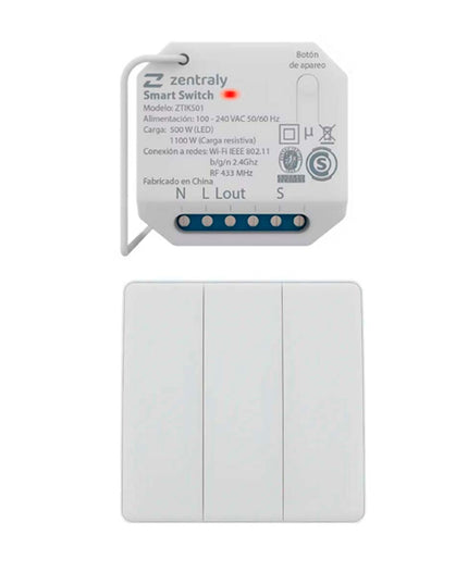 Zentraly Smart Switch Simple Llave Triple Kinetic