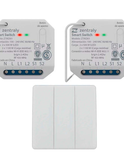 ZENTRALY 2 SMART SWITCH DUAL Y LLAVE TRIPLE KINETIC