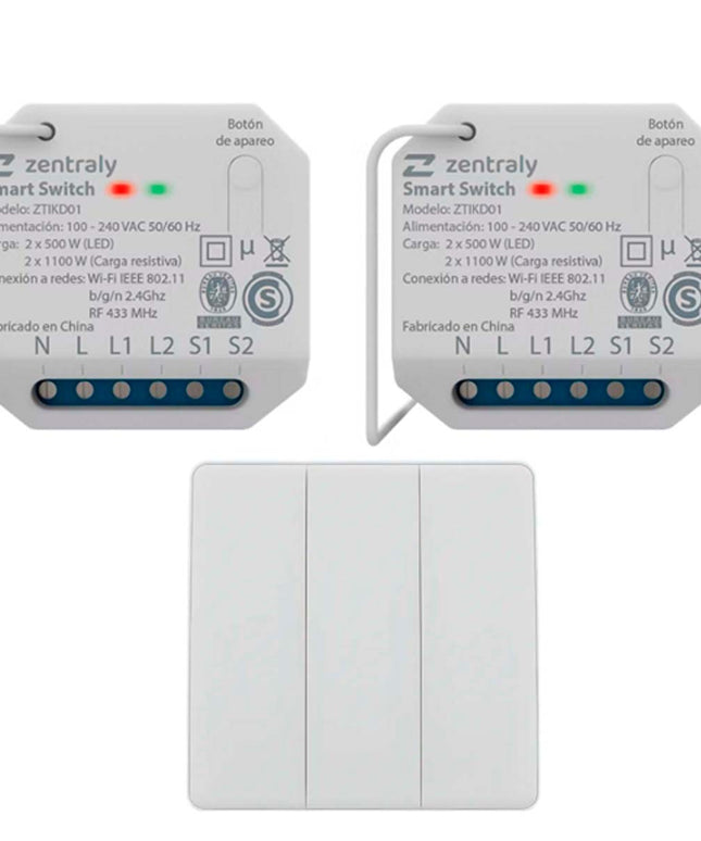 ZENTRALY 2 SMART SWITCH DUAL Y LLAVE TRIPLE KINETIC