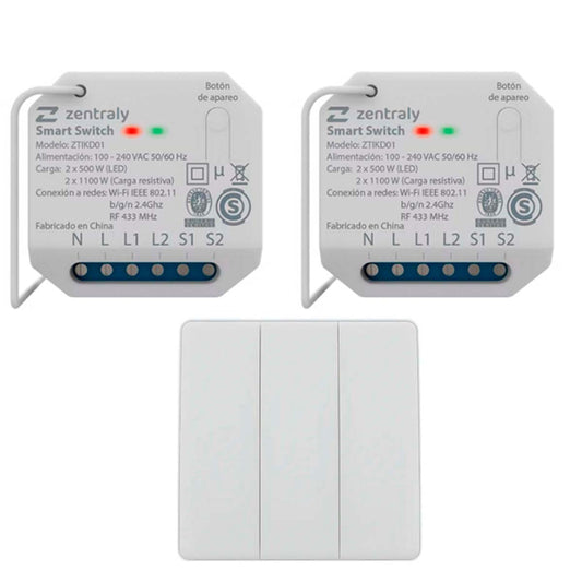 ZENTRALY 2 SMART SWITCH DUAL Y LLAVE TRIPLE KINETIC