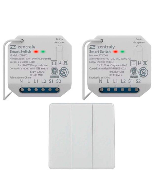 ZENTRALY 2 SMART SWITCH DUAL Y LLAVE TRIPLE KINETIC