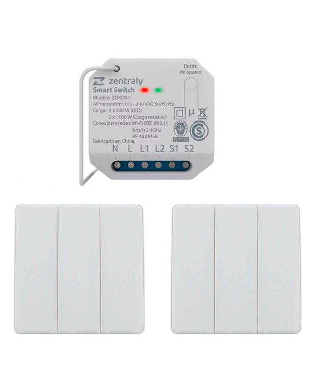 ZENTRALY SMART SWITCH DUAL Y 2 LLAVES TRIPLE KINETIC