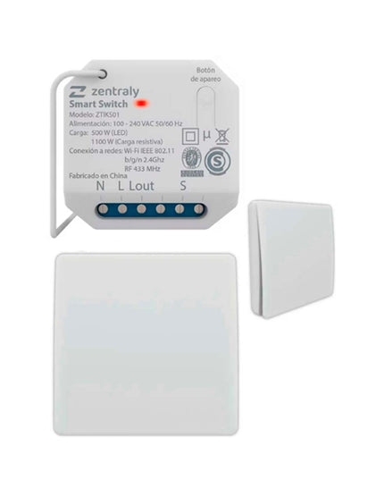 Zentraly 1 Smart Switch Simple + 2 Llaves Simple Kinetic