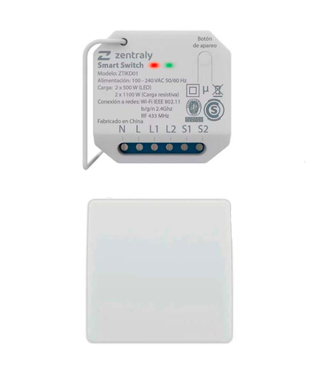 ZENTRALY SMART SWITCH DUAL Y LLAVE SIMPLE KINETIC