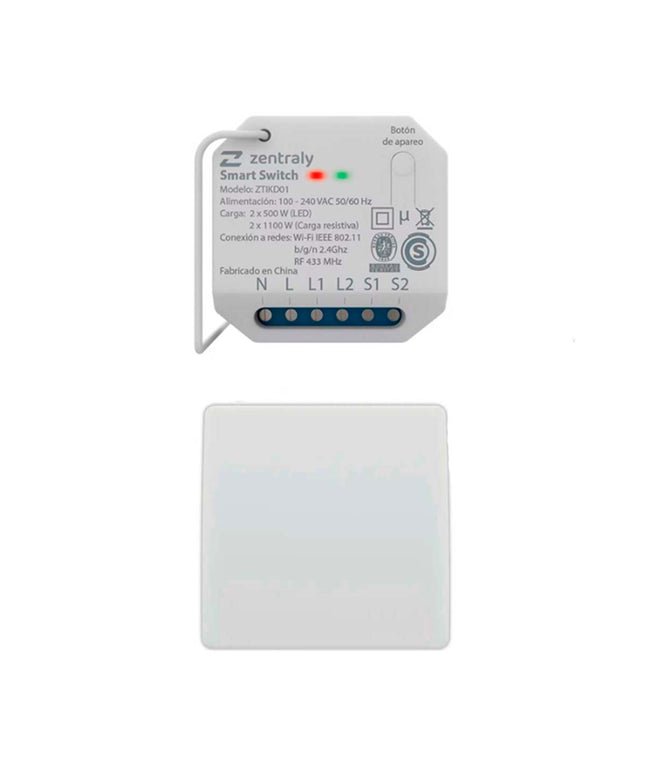 ZENTRALY SMART SWITCH DUAL Y LLAVE SIMPLE KINETIC