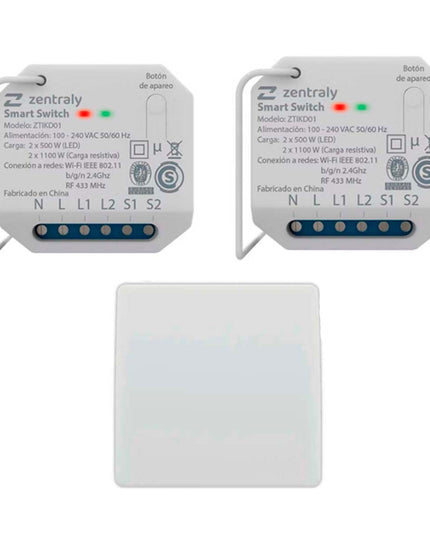 ZENTRALY 2 SMART SWITCH DUAL Y LLAVE SIMPLE KINETIC