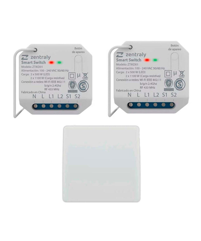ZENTRALY 2 SMART SWITCH DUAL Y LLAVE SIMPLE KINETIC