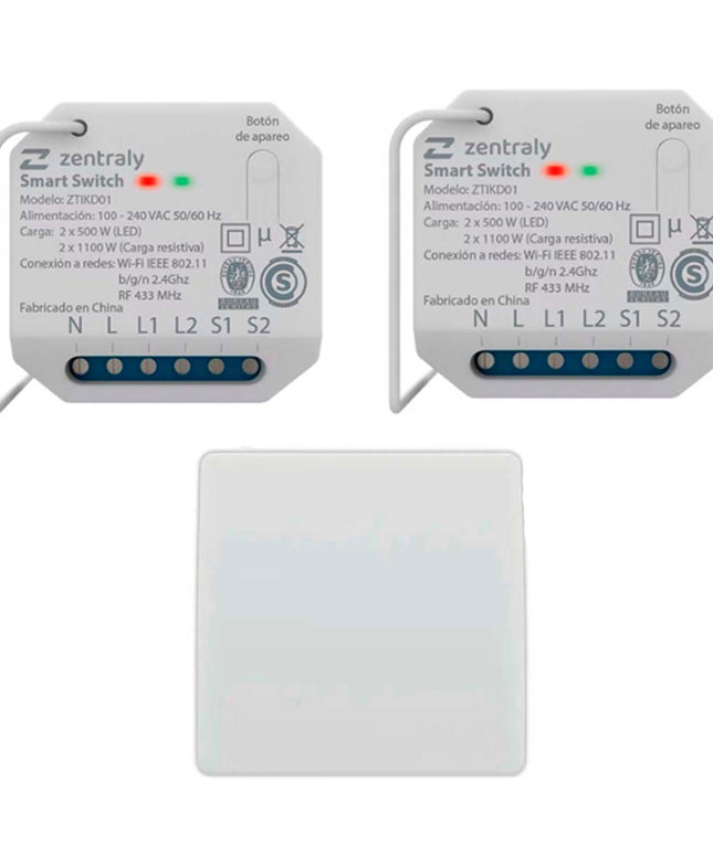 ZENTRALY 2 SMART SWITCH DUAL Y LLAVE SIMPLE KINETIC