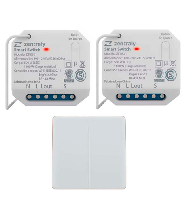 ZENTRALY 2 SMART SWITCH SIMPLE Y LLAVE DOBLE KINETIC
