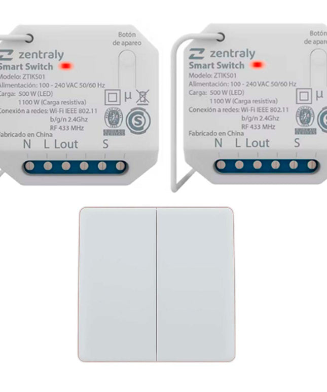 ZENTRALY 2 SMART SWITCH SIMPLE Y LLAVE DOBLE KINETIC