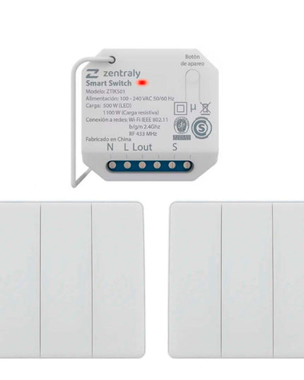 Zentraly Smart Switch Simple 2 Llaves Triple Kinetic