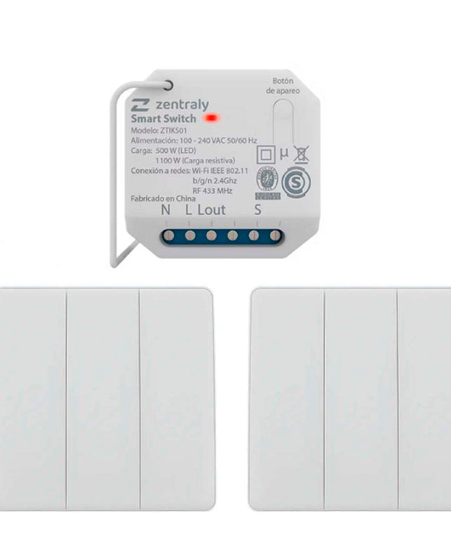 ZENTRALY SMART SWITCH SIMPLE 2 LLAVES TRIPLE KINETIC