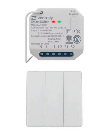 ZENTRALY SMART SWITCH DUAL Y LLAVE TRIPLE KINETIC