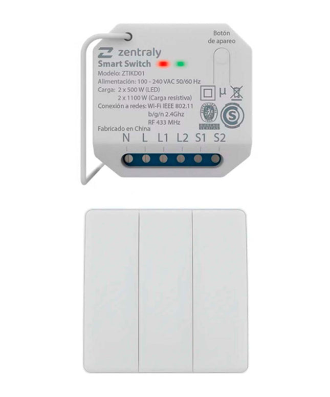 ZENTRALY SMART SWITCH DUAL Y LLAVE TRIPLE KINETIC