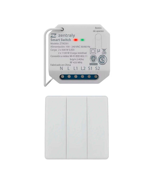 ZENTRALY SMART SWITCH DUAL Y LLAVE TRIPLE KINETIC