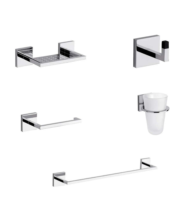KIT ACCESORIOS BAÑO FV DOMINIC 5 PIEZAS CROMO