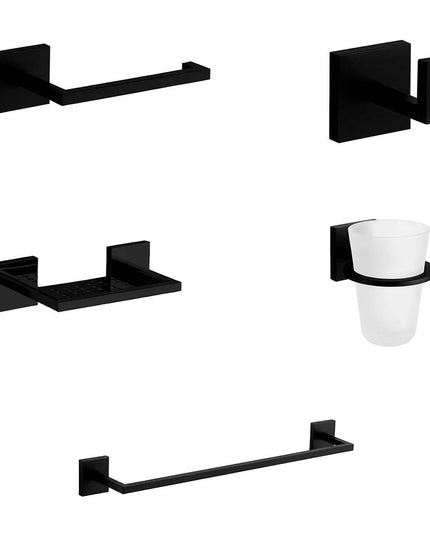 KIT ACCESORIOS BAÑO FV DOMINIC 5 PIEZAS BLACK