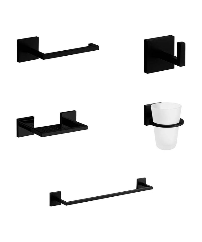 KIT ACCESORIOS BAÑO FV DOMINIC 5 PIEZAS BLACK