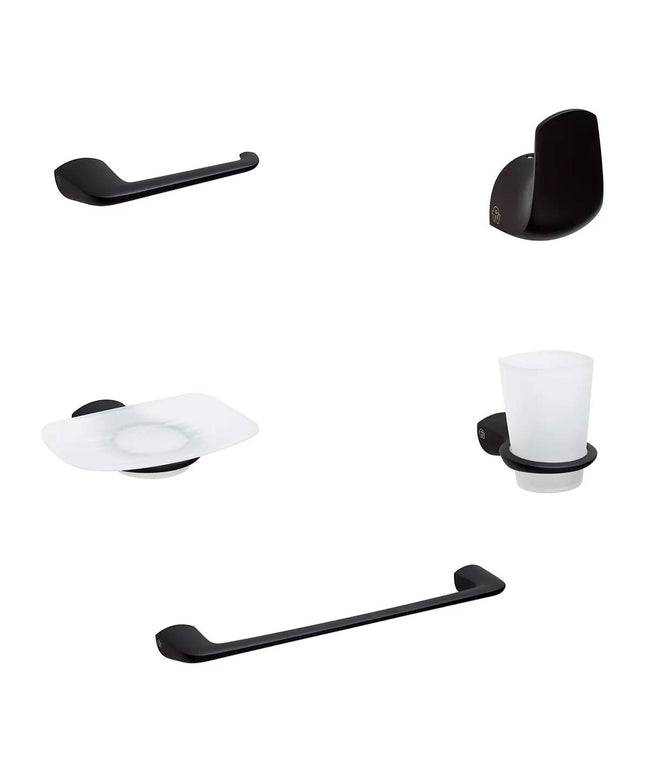 KIT ACCESORIOS BAÑO FV EPUYEN 5 PIEZAS NEGRO MATE