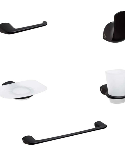KIT ACCESORIOS BAÑO FV EPUYEN 5 PIEZAS NEGRO MATE